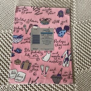 Vintage Gibson 70’s NWT Pink Bridal Shower Gift Wrap